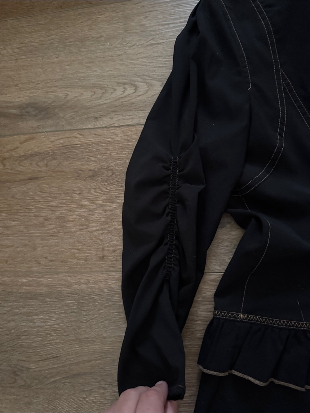 Black Contrast-Stitch Blazer - Women's Tailored Jacket - Picture 9 of 13